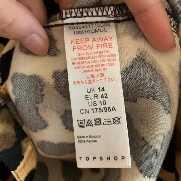 Topshop Leopard Print Satin Animal Print Button Front Size 10 - Picture 10 of 10